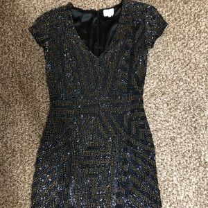Parker Sequin Beaded Cocktail Dress